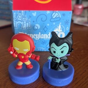 Disneyland 70th Anniversary McDonald's Iron Man and Maleficent Figures